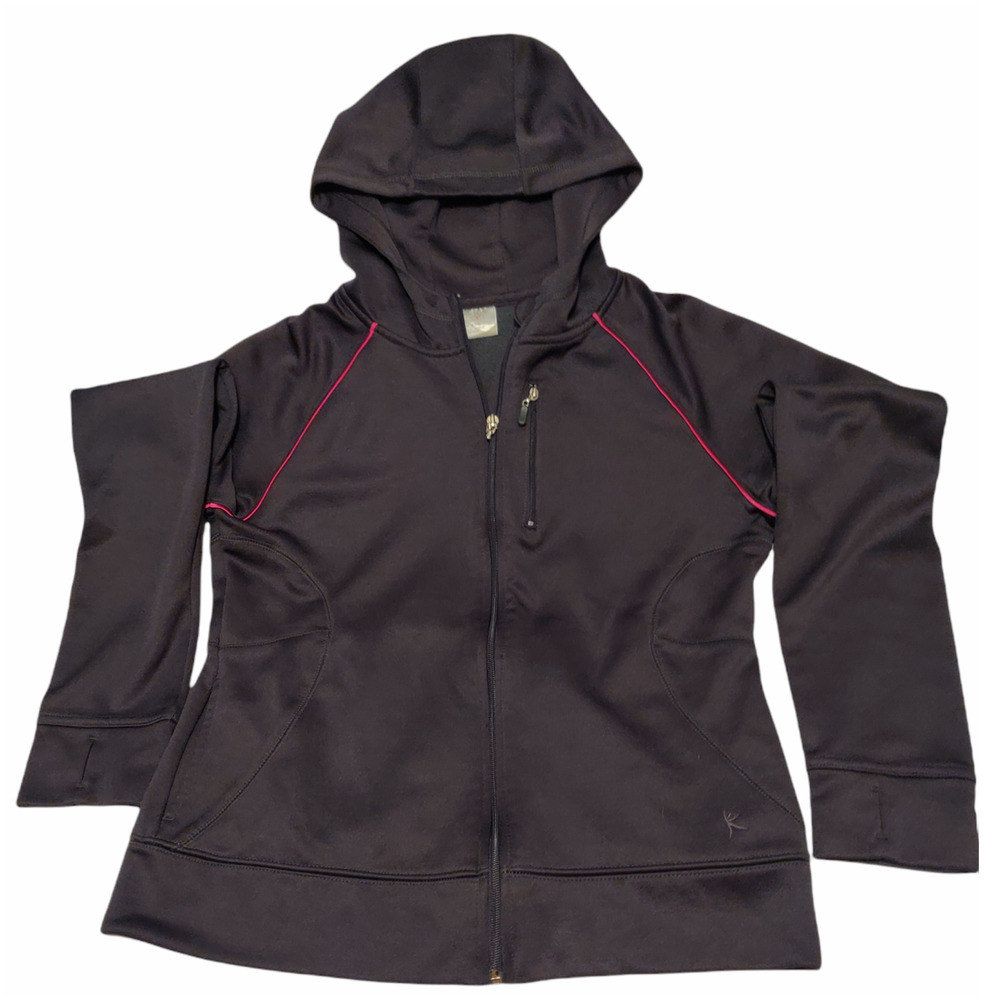 DANSKIN WOMEN'S GRAY RUNNERS HOODIE JACKET FULL ZIP SIZE MEDIUM